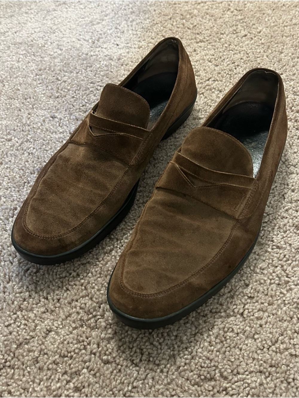 Salvatore Ferragamo Brown Suede Leather Loafers Men’s Size 13 Made In Italy
